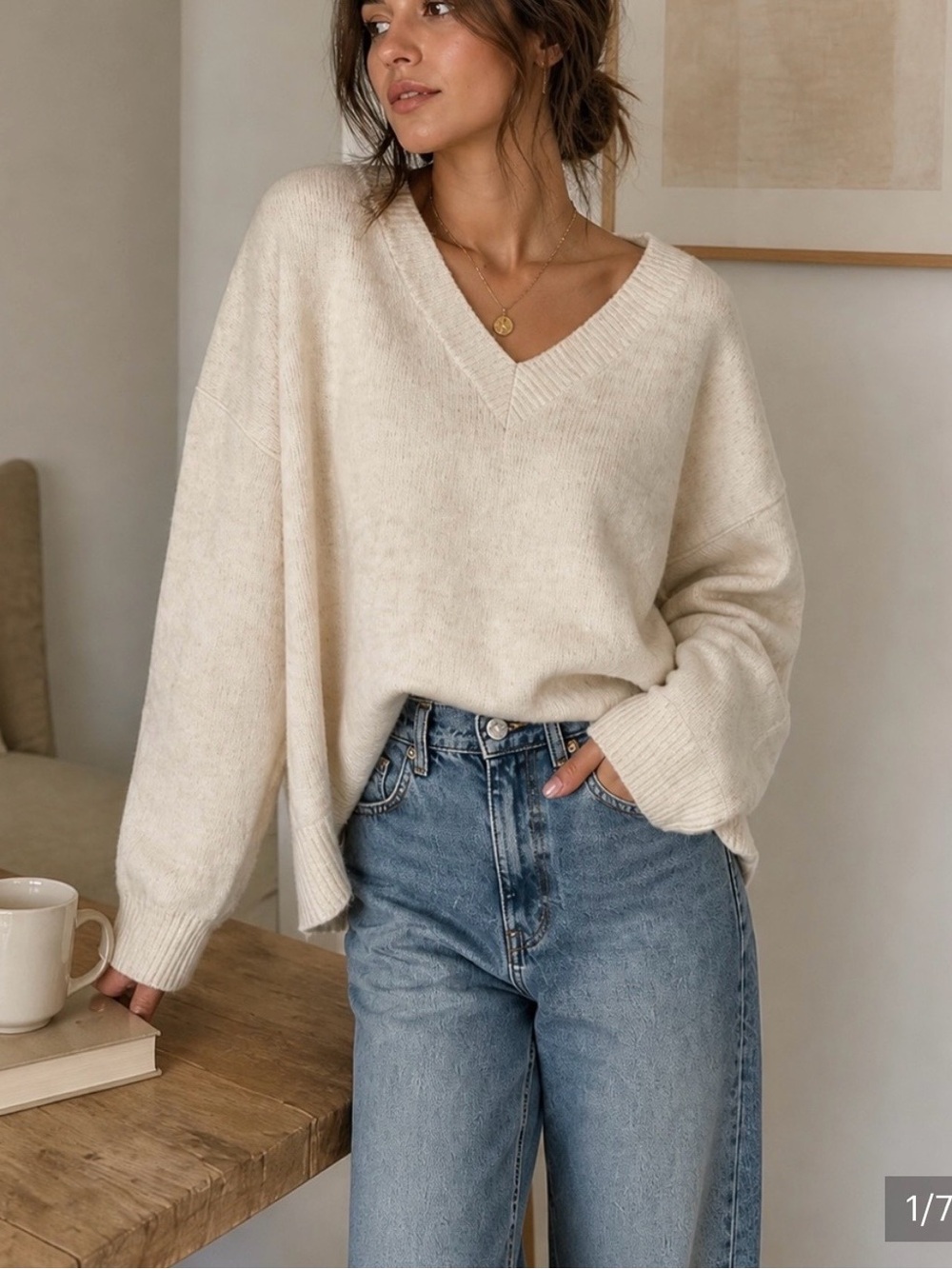 Wilfred Cream Alpaca Blend Oversized Women's Sweater